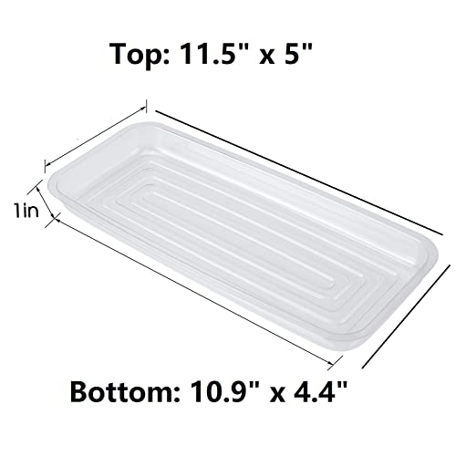 Idyllize Rectangular 5 Pieces of 11.5 by 5 Inch Clear Thick Plastic Heavy Duty Sturdy Plant Saucer Drip Trays for pots, Window Sills and Window Shelf (11.5"x5") - color: Rectangle, size: 11.5"x5"