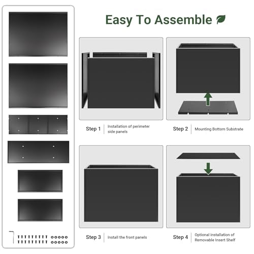 Metal Planter Box 38" x 13” x 30”, Large Rectangular Window Box - size: 38"L x 13"W x 30"H