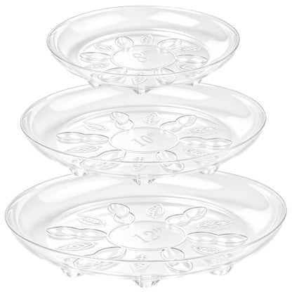 SupKing 9 Pack Plastic Plant Saucers with Feet 8inch 10inch 12inch Clear Plant Tray Flower Pot Saucer Heavy Duty Plant Water Drip Trays for Indoor & Outdoor Plants (8" 10" 12" Clear) - size: 8in/10in/12in - 9 Pack