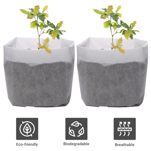 GREANER Biodegradable Plant Pots, 15.7"x14.2" Non-Woven Seedling Nursery Bags, 20-Pack Durable Garden Bags for Vegetable, Flower, Plant Grow - size: 15.7"x14.2"/20pcs