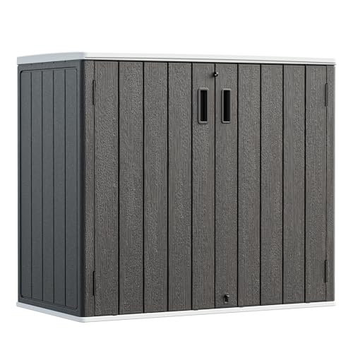 HOMSPARK Outdoor Storage Shed 37 Cu.Ft, All-Weather Resistant Resin Garden Sheds & Outdoor Storage Clearance with Floor, Double-Layer Plastic Tool Sheds for Patio, Garden & Lawn (Black) - color: Black, size: 37 Cu.ft