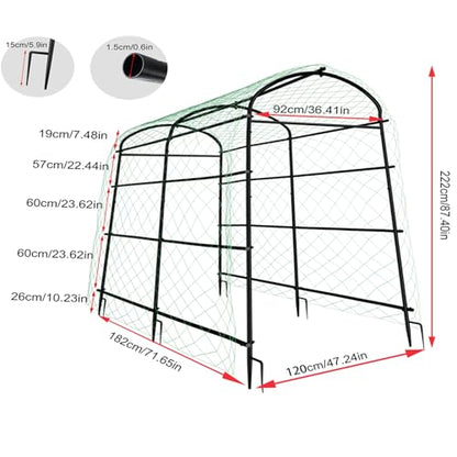 unho 87inch Garden Trellis Arch: for Climbing Plants with Net Metal - size: 47*72*87inch