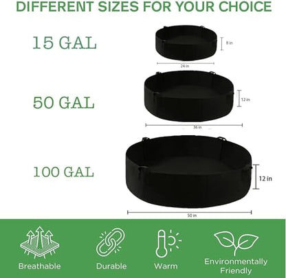 ZtohPyo 2-Pack 15 Gallon Grow Bags,Round Fabric Raised Garden Beds with 2 Handles,Durable Garden Planter Cloth Pots Container to Grow Vegetables for Outdoor Plants - size: 2-pack 15 Gallon