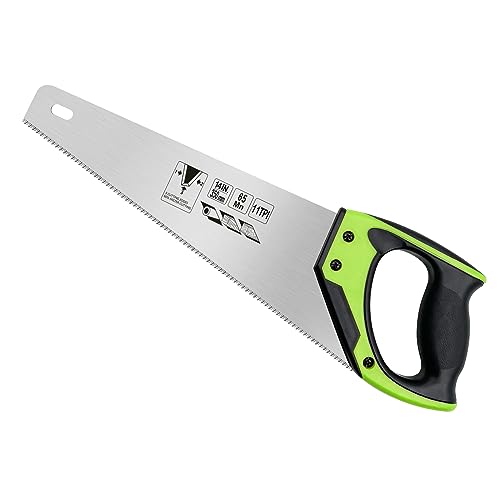 14 Inch Wood Hand Saw, 11 TPI Universal Handsaw Non-slip Ergonomic Handle Rustproof Wood Saw - color: 14 Inch Green