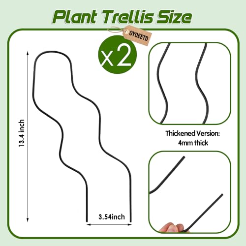 13.4 Inch Small Trellis for Potted Plants, Metal Plant Trellis Indoor - color: Black