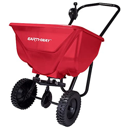 EarthWay 2030 Single 65 LB (29 KG) Capacity Commercial Walk-Behind Broadcast Spreader for Grass, Fertilizer, Seeds — Includes Side Spread Control, Even Spread, Poly Tires