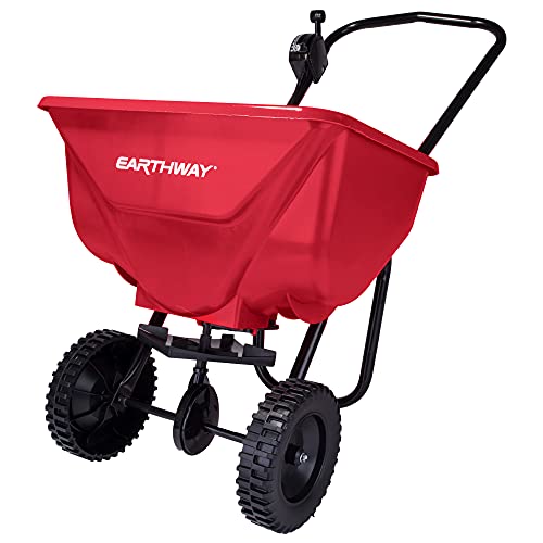 EarthWay 2030 Single 65 LB (29 KG) Capacity Commercial Walk-Behind Broadcast Spreader for Grass, Fertilizer, Seeds — Includes Side Spread Control, Even Spread, Poly Tires
