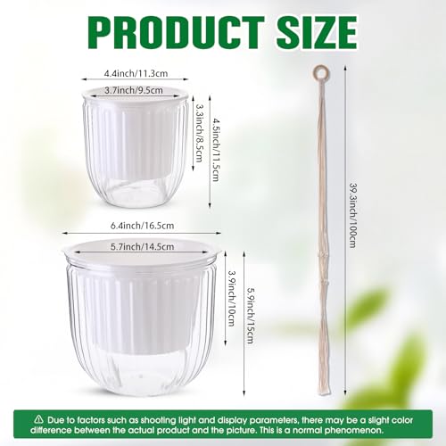 Hanging Planter Set of 6 Self Watering Indoor Flower Pots with Water Level Indicator Modern Plant Hangers for Indoor Garden Decor Balcony Apartment Boho Home Decoration Easy Care(White) - color: White