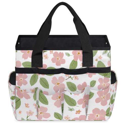 Garden Tote Bag with 10 Pockets Flowers Heavy Duty Gardening Bags for Tools Organizer Storage Bag with Handle for Garden Lawn Yard Casual - color: Folwer-4