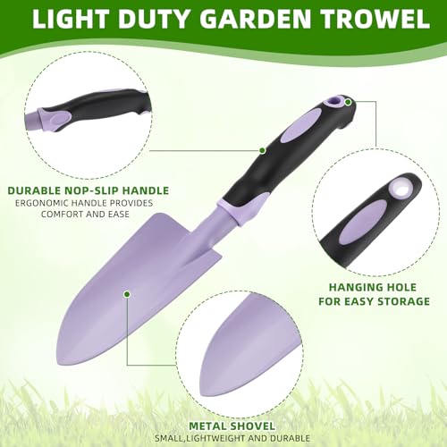 Yaocom 12 Pcs Garden Shovel Aluminum Alloy Heavy Duty Trowel Small Digging Shovels Metal Hand Trowel Spade with Soft Handle for Garden Lawn Yard Planting Tool (Wide Shovel,Fuchsia,Purple,Blue,Pink) - color: Fuchsia, Purple, Blue, Pink, size: Wide Shovel