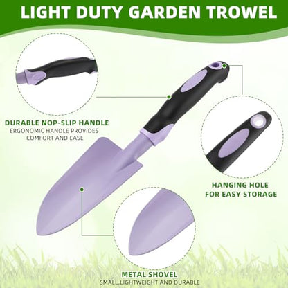 Yaocom 12 Pcs Garden Shovel Aluminum Alloy Heavy Duty Trowel Small Digging Shovels Metal Hand Trowel Spade with Soft Handle for Garden Lawn Yard Planting Tool (Wide Shovel,Fuchsia,Purple,Blue,Pink) - color: Fuchsia, Purple, Blue, Pink, size: Wide Shovel