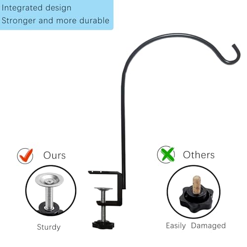 Short Deck Hook 2 Pack Bird Feeder Pole with 3.3 Inch Strengthened Clamp