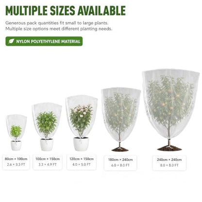 4-Pack Fine Mesh Plant Cover with Drawstring, 3.3x4.9FT - 4.0x4.9FT, Reusable Garden Netting for Vegetables, Flowers, Fruit Trees and Potted Plants, Insect Barrier Plant Protection Net - size: 3.3*4.9Ft + 4.0*4.9Ft-4pack