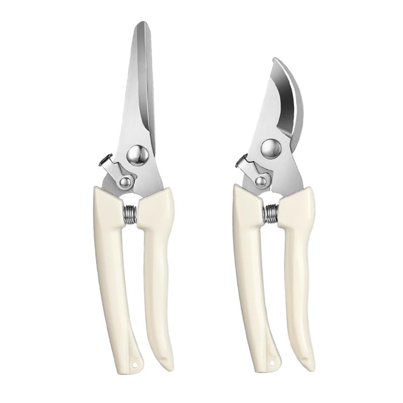 2-Piece Pruning Shears Set, Straight & Curved Bypass Garden Clippers, Professional Hand Pruners for Gardening, Fruit Picking, Flower Trimming, Bonsai, Vegetables, Vineyard