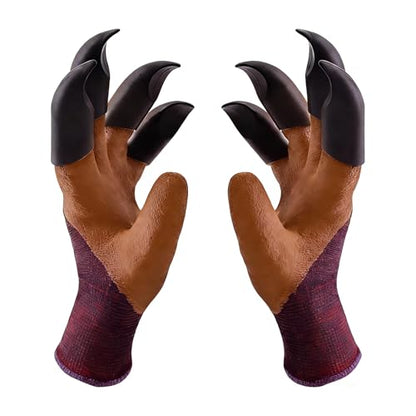 Gardening Gloves with Claw,Planting Waterproof Gardening Gloves,for Digging in The Garden, - color: Brown