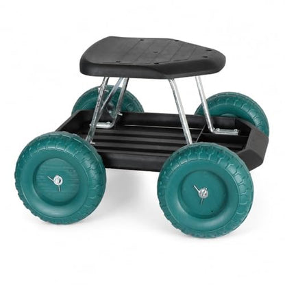 BEETOW Rolling Garden Seat with Wheels, Gardening Stool and Garden Scooter Cart with Storage Tool Tray, Rolling Garden Work Seat for Weeding, Planting, Pruning, Yard Work and Garage Repair