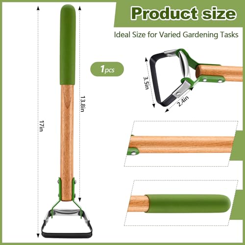 1 Pcs Mini Garden Hoes for Weeding Long Stirrup Hoe Tools Scuffle Garden Tool for Lawn Yard Weeding Gardening (Wood Handle)