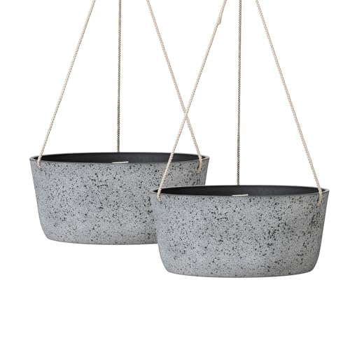 La Jolie Maison Large Hanging Planters for Outdoor Plants, Set of 2 12 Inch - color: Rock Gray