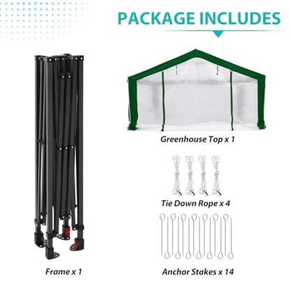 EAGLE PEAK 8x6 Walk in Pop Up Greenhouse, Green/White - color: Green/White, size: 8x6