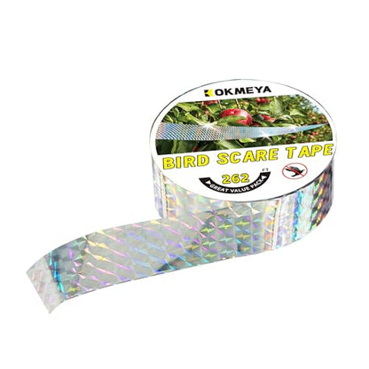 Bird Scare Reflective Tape, 262 Feet per Roll, Double-Sided Reflective, for Repelling Sparrows and Woodpeckers, Suitable for Outdoor Use in Homes, Gardens, Farms, Orchards,Outdoor - size: 262 Ft*1