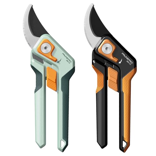 PrunePro 8" Professional Pruning Shears for Gardening Bypass Hand Pruner Stainless Steel Sharp Garden Scissors Plant Flower Rose Garden Clipper Green & Orange - color: Green Orange