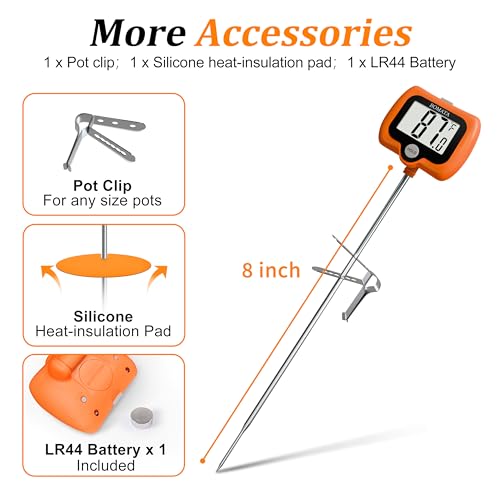 BOMATA Digital Candy Thermometer with Pot Clip, Deep Fry Oil Thermometer - color: Orange