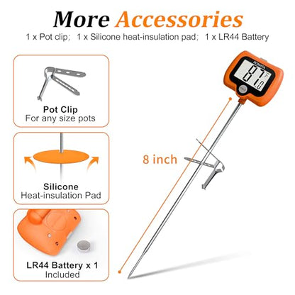 BOMATA Digital Candy Thermometer with Pot Clip, Deep Fry Oil Thermometer - color: Orange