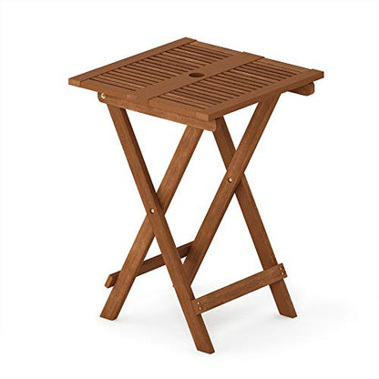 Furinno TIOMAN Outdoor Folding Patio Table with X-Legs, Natural - size: Large Square Folding Table