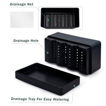 D'vine Dev Rectangular Planter, 12 x 6.5 in, Black, 76-P-B-1 - color: Black