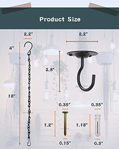 NACETURE Heavy Duty Plant Ceiling Hooks with Chain, White, 3 Pack - color: White With Chain