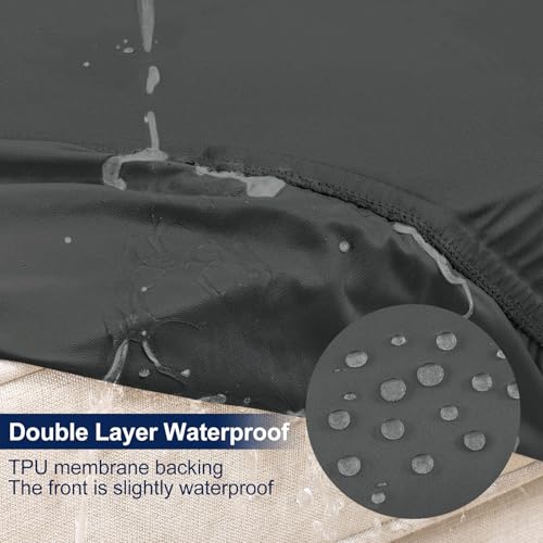 Smiry Waterproof Patio Cushion Covers, Stretch Outdoor Furniture Covers - color: Dark Grey, size: 4PCS