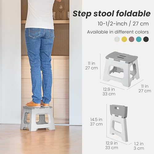 Vigar Compact Foldable Step Stool, 10-1/2-Inch, Gray - color: Gray, size: 10-1/2-Inches