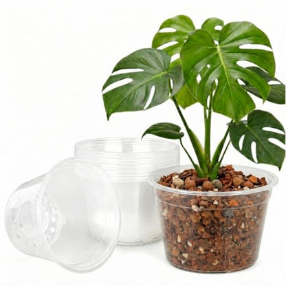 10 Pack 10 Inch Clear Nursery Pots, Large Clear Plant Pots with Drainage - size: 10 Inch-10 Pack