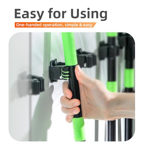 5 PCS Broom Holder Wall Mount, Upgraded Heavy Duty Mop and Broom Holder Wall Mount, Stainless Steel Broom Hanger Mop Holder Rack for Kitchen Laundry Garden Tool Organizer
