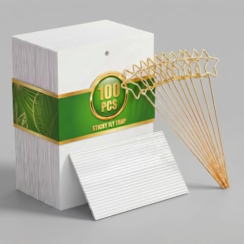 100 Gnat Sticky Traps for Plants, Transparent Double Sided Indoor Outdoor