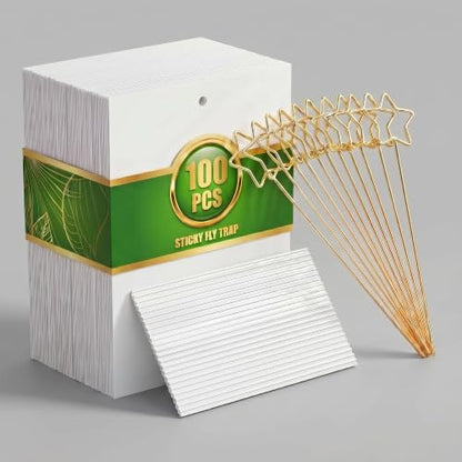 100 Gnat Sticky Traps for Plants, Transparent Double Sided Indoor Outdoor