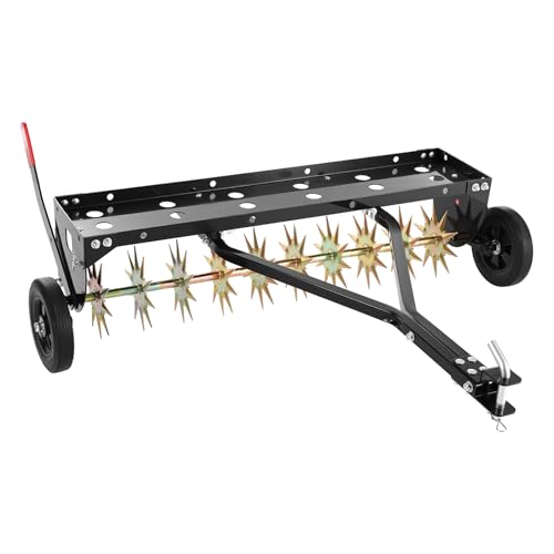 VEVOR Tow Behind Plug Aerator, 40 in Lawn Spike Aerator with Universal Hitch, 150lbs Weight Capacity, Heavy Duty & Rust-Resistant, Pull Behind Aeration Tool with Tray for Farmland & Garden Tractors - style: Spike Aerator (40in)