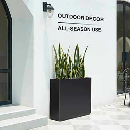 Wallowa Metallic Heavy Duty Outdoor Planter Box, 38Lx10Wx30H Span Planter - color: Black 30h, size: 38Lx10Wx30H