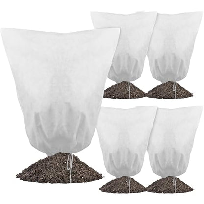 Gardzen 5-Pack Plant Cover Drawstring Tree Cover, Winter Freeze Plant Protection, Tree Jacket Frost Blanket for Outdoor Plants, 31" x 40" - size: 31" x 40"