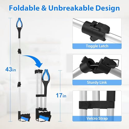 43" Grabber Reacher Tool Foldable Extension Grabber for Seniors Blue - size: 43-Inch