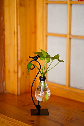 Tabletop Bird Planter Propagation Station, Narrow Mouth Bulb Plastic Vase - color: Bird