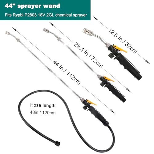 Replacement Sprayer Wand for Ryobi，44" Sprayer Part with Adjustable Nozzle, Trigger Wand & Hose Compatible for P2800, P2803 Sprayer，Suitable for ports with a diameter of 0.7 inches (1.78 cm)