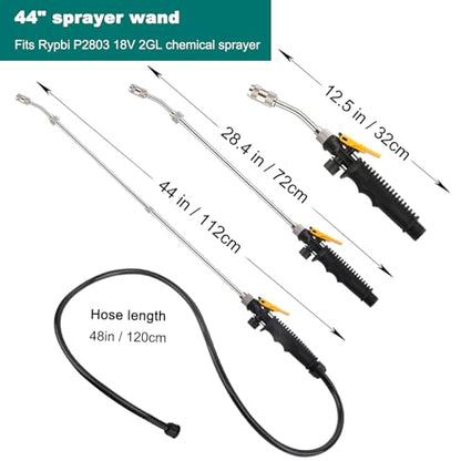 Replacement Sprayer Wand for Ryobi，44" Sprayer Part with Adjustable Nozzle, Trigger Wand & Hose Compatible for P2800, P2803 Sprayer，Suitable for ports with a diameter of 0.7 inches (1.78 cm)