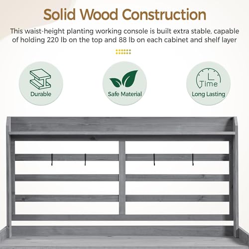Yaheetech Outdoor Potting Bench with Storage, Planting Table for Patio,Gray - color: Gray