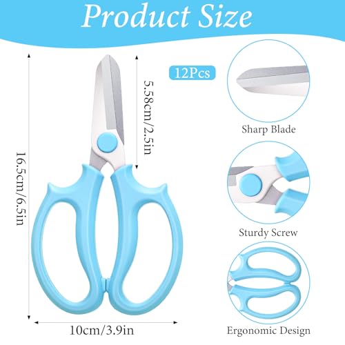 12 Pcs Flower Scissors - Stainless Steel Flower Shears, Garden Plant Floral Shears for Fresh Flowers Stems (Blue, Green, Pink, Violet)