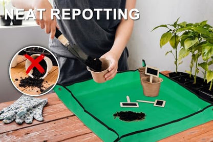 30" X 30" Large Plant Repotting Mat for Indoor Plants Potting Soil, Foldable Waterproof Plant Repotting/Potting Tray, Potting Mat for House Plants Succulents Gardening Tools Gifts for Gardener - size: Medium 30 x 30"