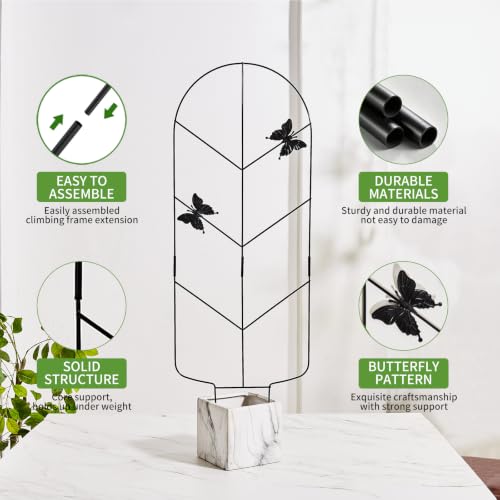 2 Pack 31 Inch Trellis for Climbing Plants Indoor, Rustproof Garden Metal Trellis for Potted Plants Outdoor, Sturdy and Durable Plant Support for Climbing Plants Such as Ivy, Monstera and Pothos - size: 31in
