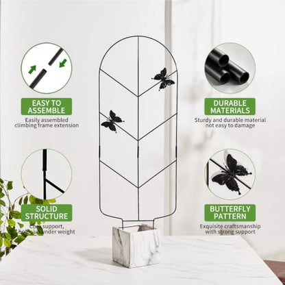 2 Pack 31 Inch Trellis for Climbing Plants Indoor, Rustproof Garden Metal Trellis for Potted Plants Outdoor, Sturdy and Durable Plant Support for Climbing Plants Such as Ivy, Monstera and Pothos - size: 31in
