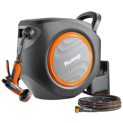 Ruvup Garden Hose Reel 1/2"x150ft Retractable Water Hose With Metal Bracket - size: 1/2" 150ft