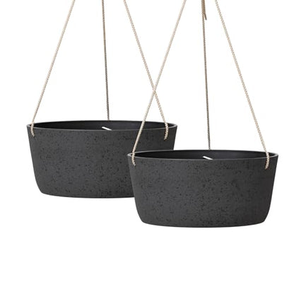 La Jolie Maison Large Hanging Planters for Outdoor Plants, Set of 2 12 Inch - color: Black Charcoal